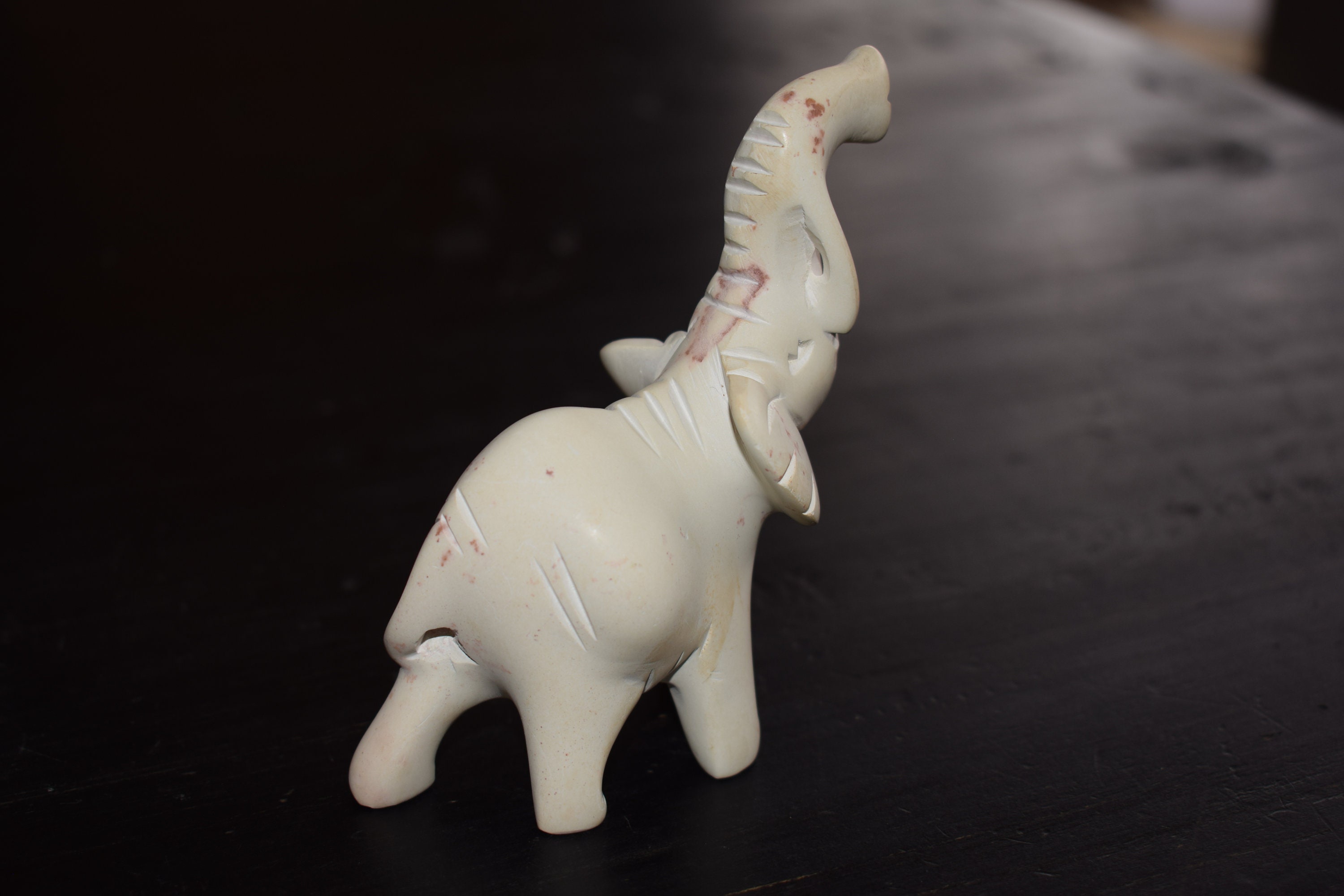 White Elephant Figurine Hand Carved Soapstone Sculpture Etsy