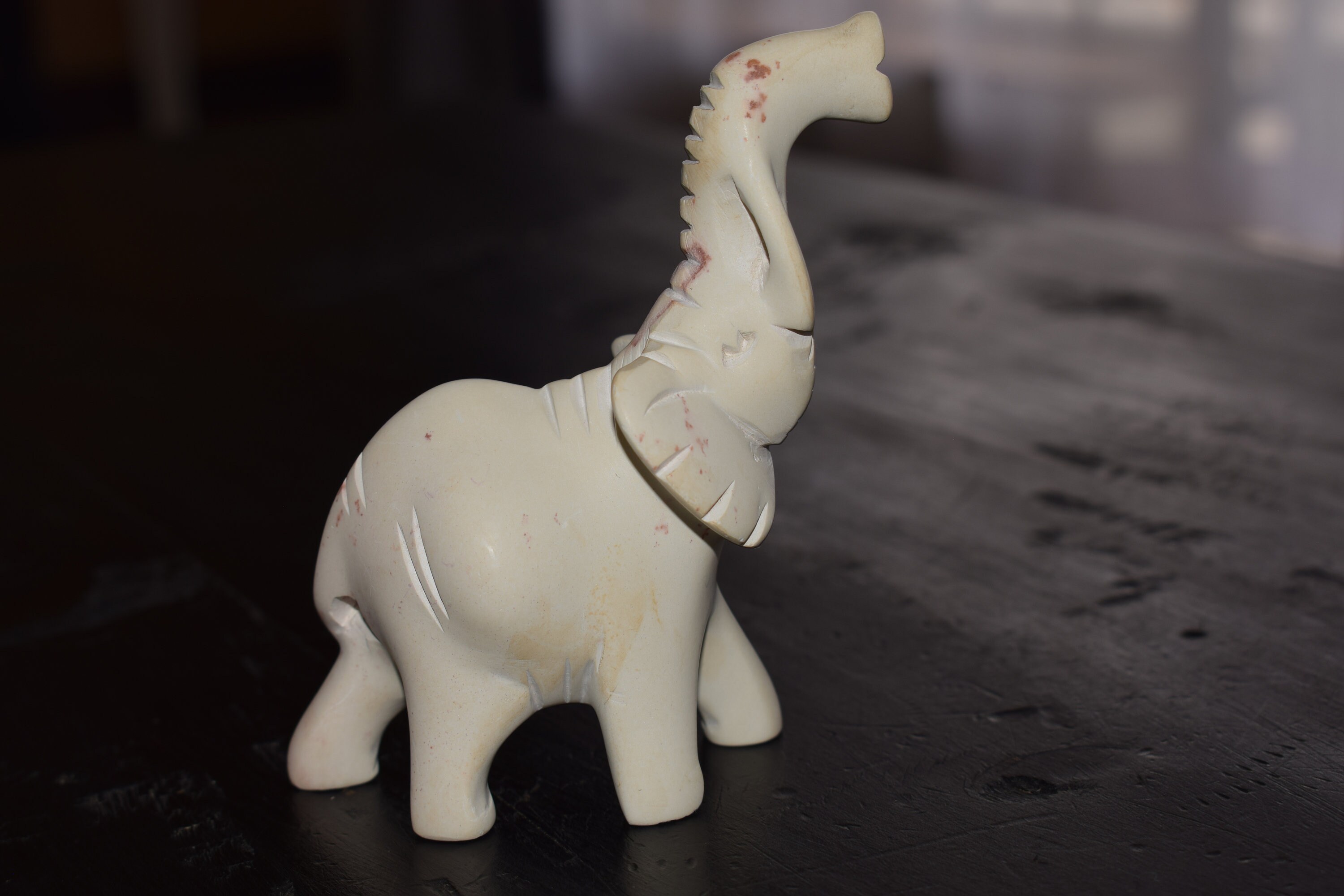 White Elephant Figurine Hand Carved Soapstone Sculpture Etsy