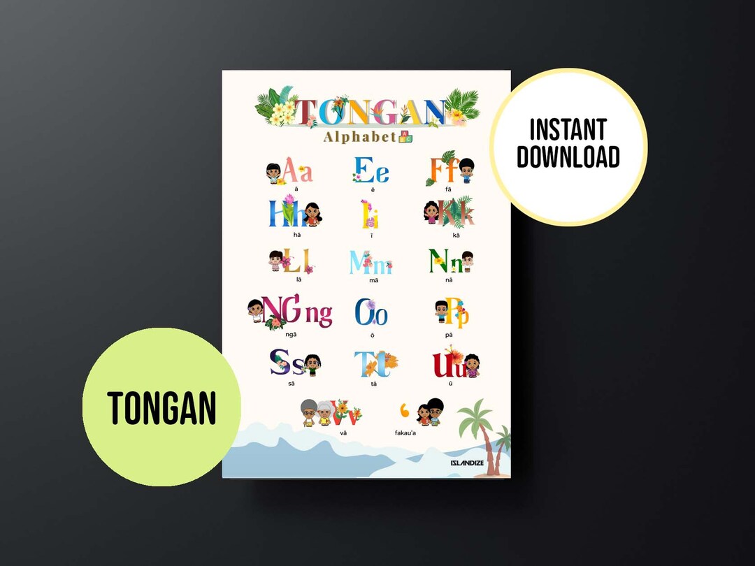 Printable Tongan Alphabet Chart, Tropical Theme Educational Poster, Digital Download Etsy
