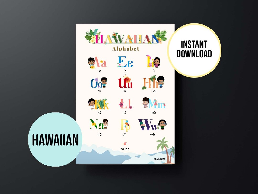 Printable Hawaiian Alphabet Chart Tropical Theme Educational Etsy