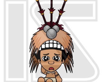 Samoan Cultural Unhappy Pose, Island Boy, Laki in Samoan Traditional Costume, Digital Image ONLY