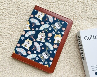 Japanese retro cartoon fabric iPad case with pencil holder,iPad Air 5 2022 iPad Pro 11" 12.9'' 2022 iPad 10 10.9" mini 6 case,iPad cover