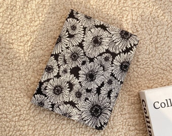 Vintage black white chrysanthemum fabric iPad case with pencil holder,auto sleep/wake,iPad Air 11" 13" M4,iPad Pro 11" 13" 2024 iPad mini7
