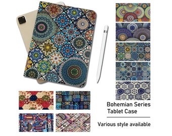 Custom bohemian series fabric iPad case with magnetic pen slot,new iPad Pro 11" 12.9'' iPad 10 10.9" iPad Air 5 2022 mini 6 case,iPad cover