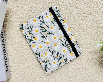 Étui pour Kindle en tissu beige avec broderies marguerites blanches,Kindle 6 po. 2024,Kindle Paperwhite 12e génération,Paperwhite 11e génération,Kindle Colorsoft,Étui pour Kobo
