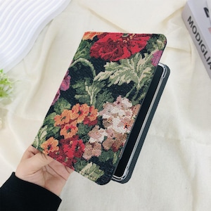 Vintage French Oil Painting Embroidery Flower Fabric Kindle Case,kindle ...