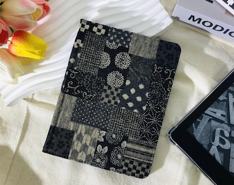 Retro Black Gray Tie-dye Fabric Kobo case,Kobo Clara Colour,Kobo Clara BW,Libra Colour,Kobo Libra 2,Tolino Vision 6 Shine 5,Boox Go Color 7