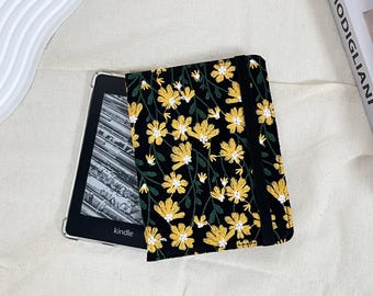 Embroidered Yellow Daisy Black Fabric Kindle case,Kindle 12th Gen 6",Kindle Paperwhite 12th Gen,Paperwhite 11th Gen,Kindle Colorsoft Case