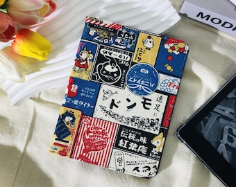 Retro Japanese Draw Newspaper Fabric Kobo case,Kobo Clara Colour,Kobo Clara HD,Libra H2O,Kobo Clara BW,Kobo Clara2E,Libra Colour,Kobo Libra2