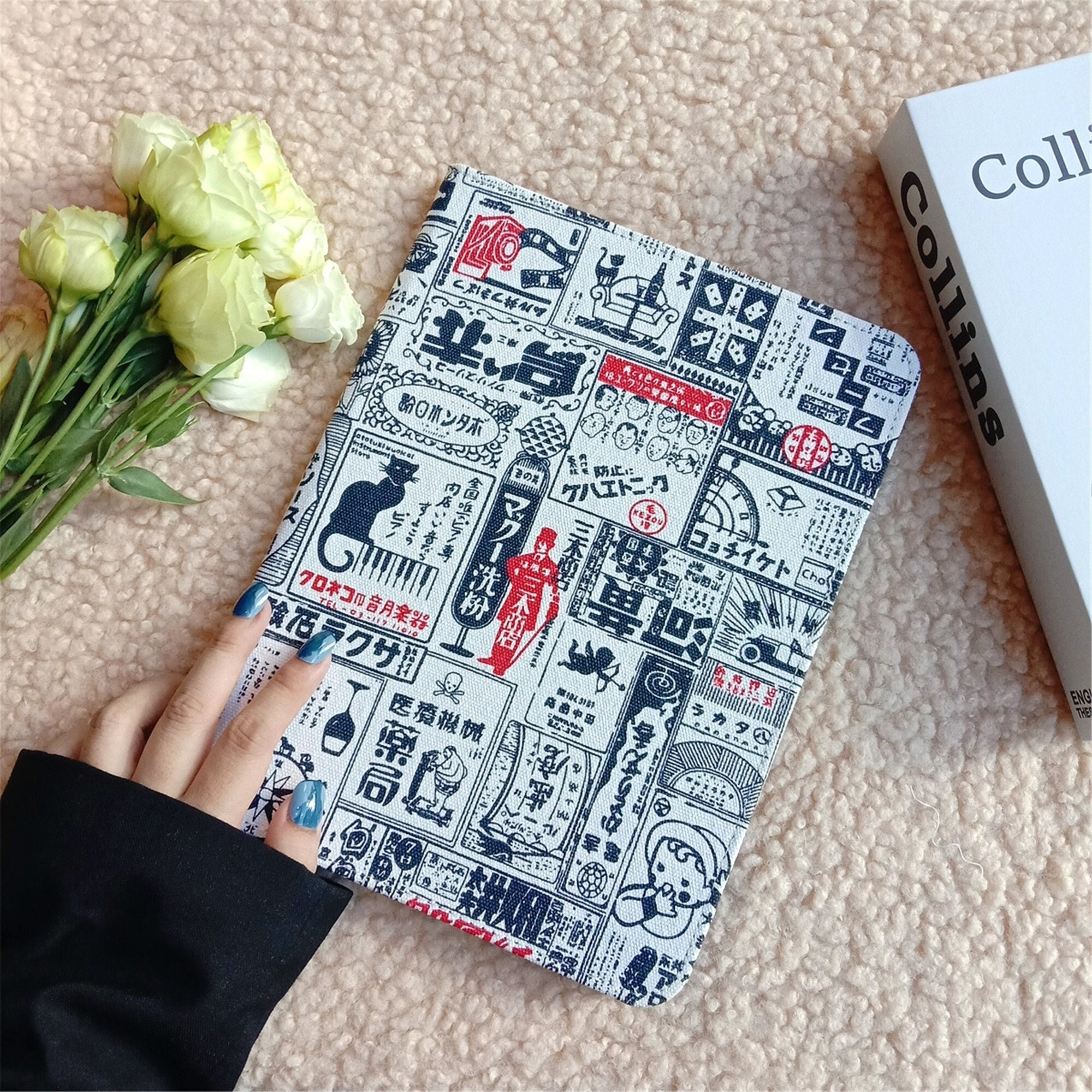 H A4 ipad/document tote crossover with UZfabric vintage kimono fabric