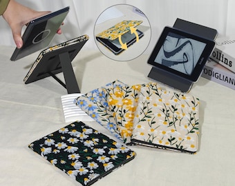 Embroidered daisy fabric detachable magnetic rotating Kindle case,auto sleep wake,for Kindle Paperwhite 7" 2026 12th 11th Gen,Kindle 6" 2026