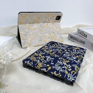 Plusieurs styles de coques pour iPad brodées en tissu floral,iPad Air 11"13"2025,Veille/réveil automatiques,Pro 11"13"2024 iPad Air 5 iPad A16 mini 7