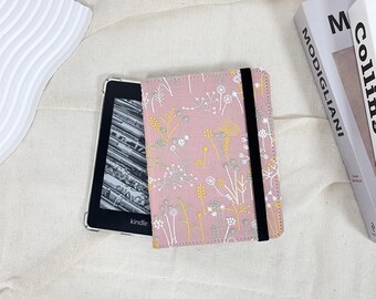 Étui en tissu rose brodé à fleurs de style japonais pour Kindle 12e génération 6", Kindle Paperwhite 12e génération, Paperwhite 11e génération, Kindle Colorsoft
