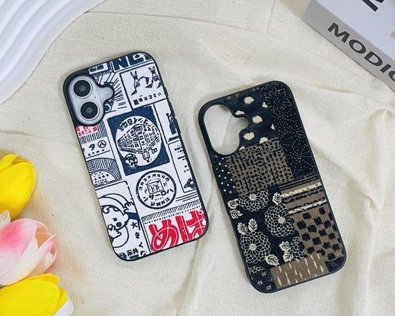 Retro Japanese style fabric phone case for iPhone 17 Pro Max 17e iPhone 16  Pro 15 14,Samsung S26 Ultra S25 case,Google Pixel 10 Pro XL 9 Pro