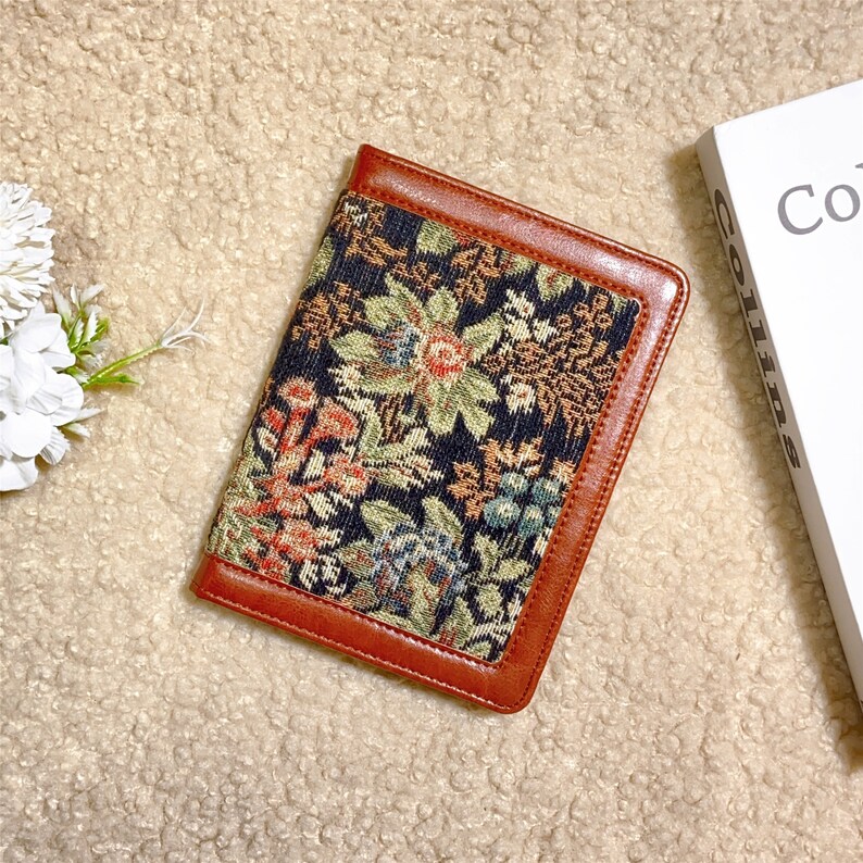 Retro embroidery flower fabric Kindle case, New Kindle 2022 Kindle Paperwhite 11th Gen case,Paperwhite 10th Gen,Kindle Oasis 10th Gen case image 1