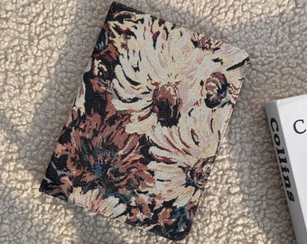 Vintage brown embroidered flowers fabric iPad case,auto sleep/wake,iPad Air 11" 13" M4,iPad Pro 11" 13" M5 M4,iPad A16 iPad A16 mini 7 case