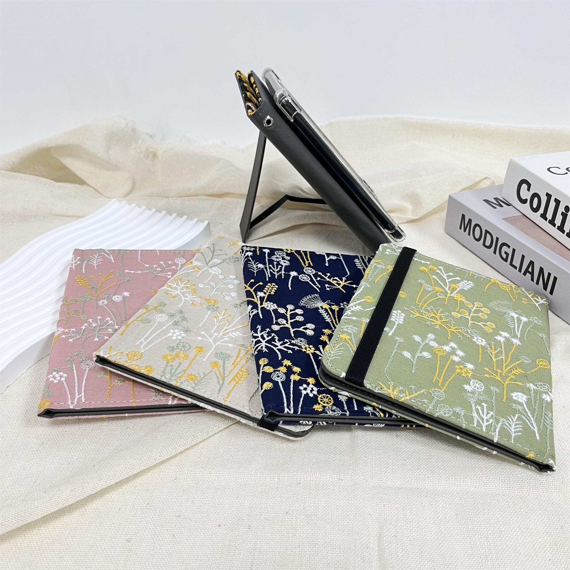 Japanese Style Embroidered Floral Pink Fabric Case for Kindle 12th Gen ...