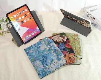 Retro embroidered oil painting fabric detachable magnetic rotating iPad case for iPad Air 11" 13" M4,iPad Pro 11",iPad A16,auto sleep wake