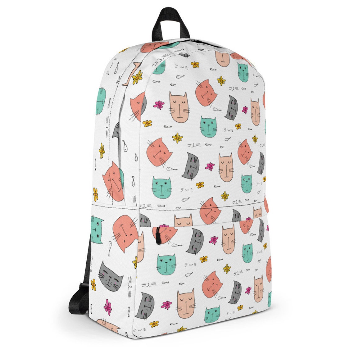 Cute Cat Pattern Backpack Cat Backpack Kid Cat Backpack Etsy