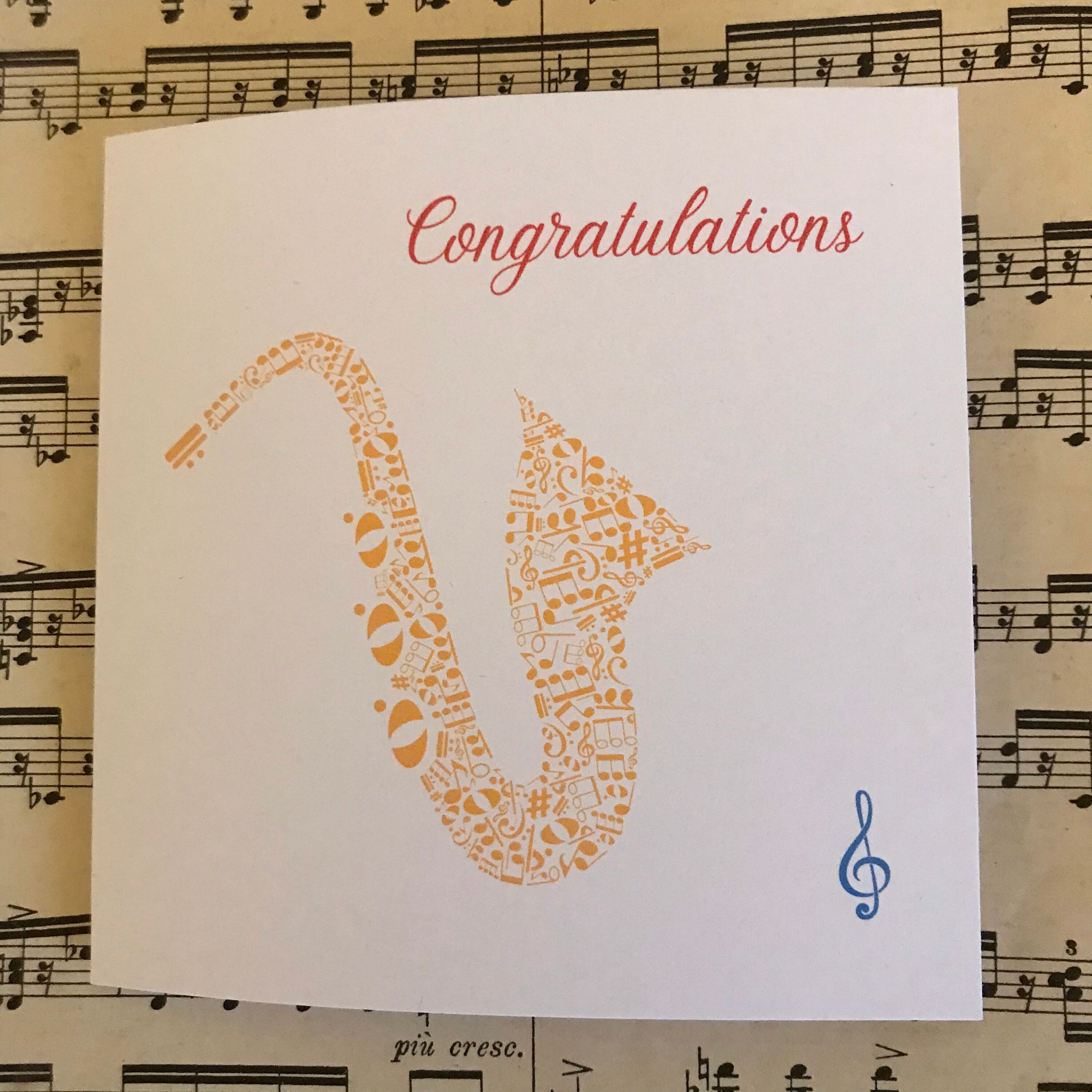 Saxophone Congratulations Card Etsy