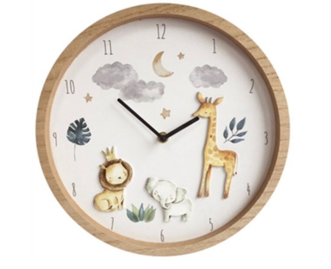 Childrens Animal Clock Nursery Clock Nursery Decor Safari Etsy UK
