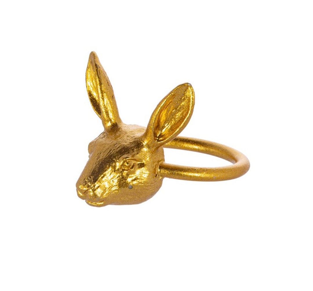 Rabbit Napkin Ring Set of 2 Gold Rabbit Napkin Ring Etsy