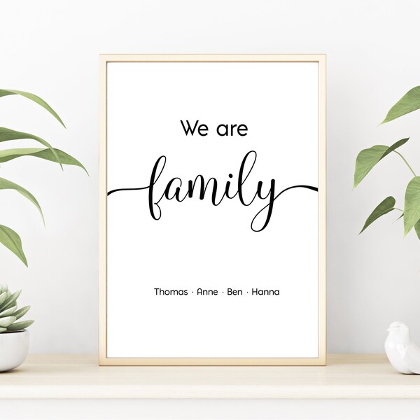 Familienposter „We are family“ personalisierbar mit Namen, als Print oder PDF