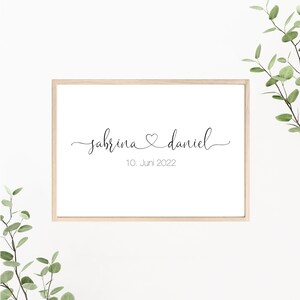 Hochzeitsposter, Paarposter personalisierbar mit Namen und Datum, als Print oder PDF Datei