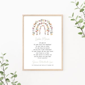 Taufgeschenk Regenbogen, personalisierbar mit Segenswunsch, Patenbrief, Taufe, Geschenk für Patenkind, als Print oder PDF Datei
