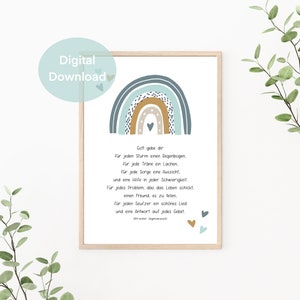 Descargar póster de arcoíris, Dios te conceda, bendición irlandesa, póster para habitación de niños, póster digital, archivo PDF, azul