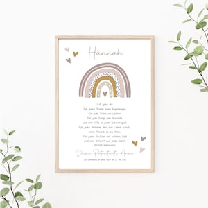 Taufgeschenk Regenbogen, personalisierbar mit Segenswunsch, Patenbrief, Geschenk Patenkind, als Print oder PDF, rosa