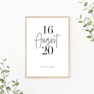 Hochzeitsposter Datum, Paarposter personalisierbar mit Namen und Datum, als Print oder PDF Datei