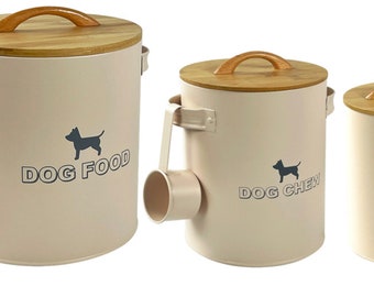 Dog food / treat / chew storage tin with personalised lid