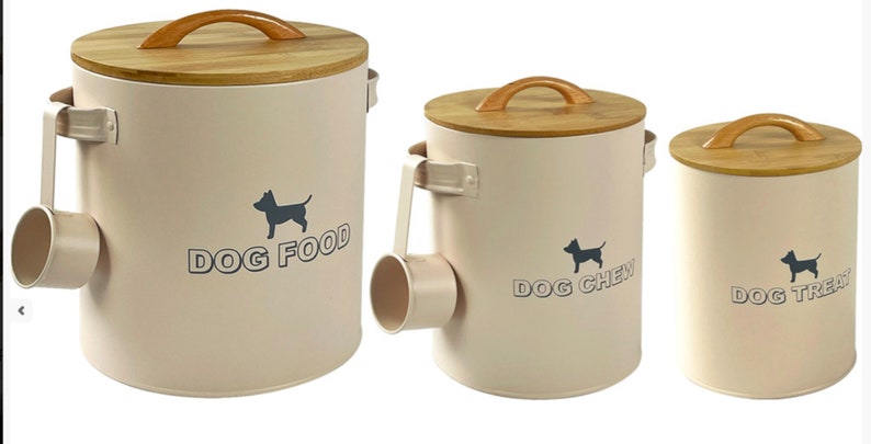 Dog food / treat / chew storage tin with personalised lid image 1