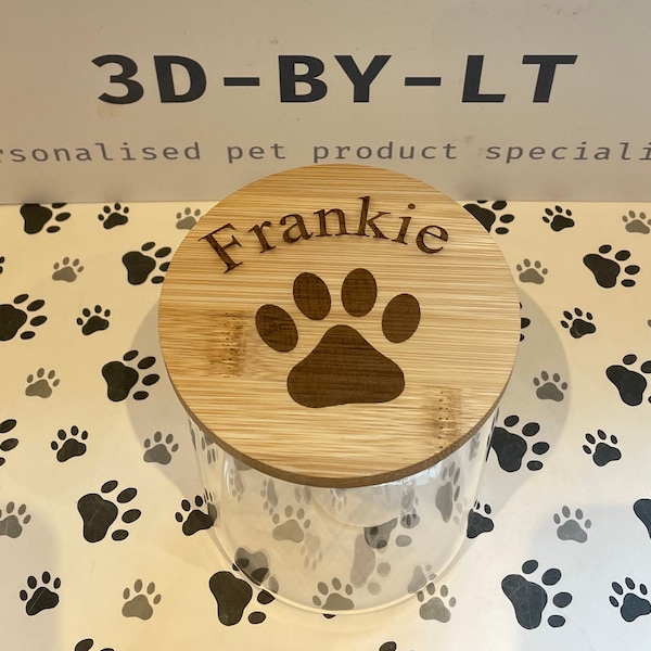 Personalised Pet Treat Jar / Dog Treats / Cat Treats / Bamboo / Engraved