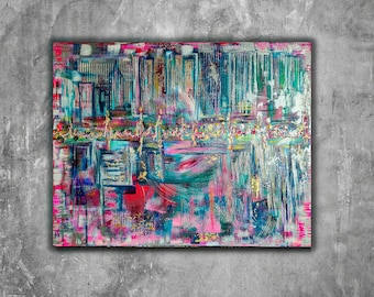 Grandiose _ abstract handmade painting with reflective mixed media elements
