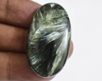 Amazing Green Seraphinite cabochon Top Quality Seraphinite Gemstone Hand Polish Loose stone Jewelry making  43 Ct 40 X 22 mm #8054