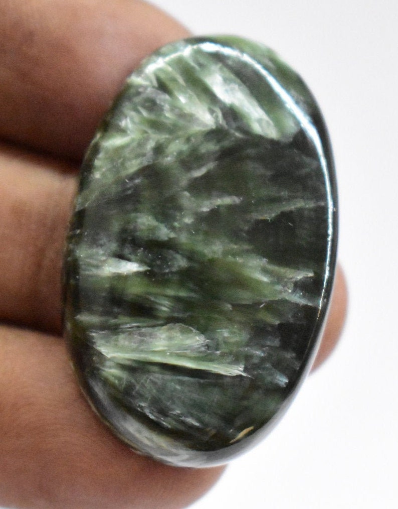 Amazing Green Seraphinite cabochon Top Quality Seraphinite Gemstone Hand Polish Loose stone Jewelry making 43 Ct 40 X 22 mm #8054 Amazing Green Seraphinite cabochon Top Quality Seraphinite Gemstone Hand Polish Loose stone Jewelry making 43 Ct 40 X 22 mm #8054