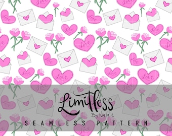 Modèle sans couture de lettre d'amour rose et rose Saint-Valentin