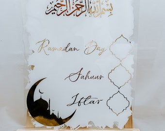 Individuell beschriftbare Ramadan Acrylpatte/Tischdeko Countdownkalender (beschriftbar/wegwischbar)