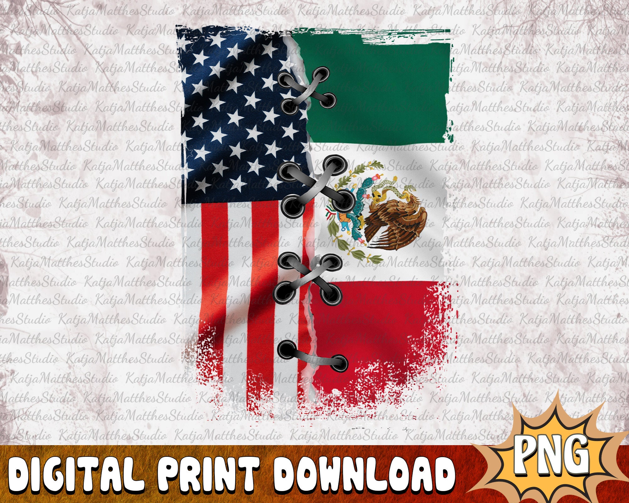 American Flag With Mexican Flag PNG American by Birth PNG - Etsy