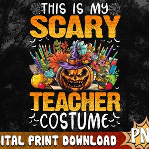 Casual everyday fall teacher Halloween outfit costume featuring a graphic scary  teacher tee, loose str…