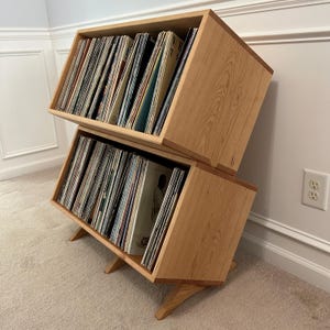 RTS - 30 inch Winderman Cherry DoubleStack Record Storage Stand