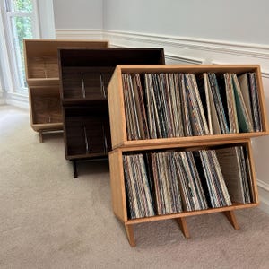 The Winderman Walnut Double Vinyl Storage Cubby: Stacked Record Stand