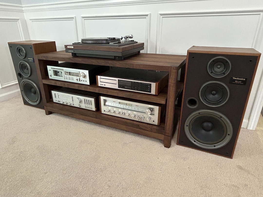 The Sheresh Hifi Audio Rack - 46 in Wide Walnut Audio Rack - Etsy