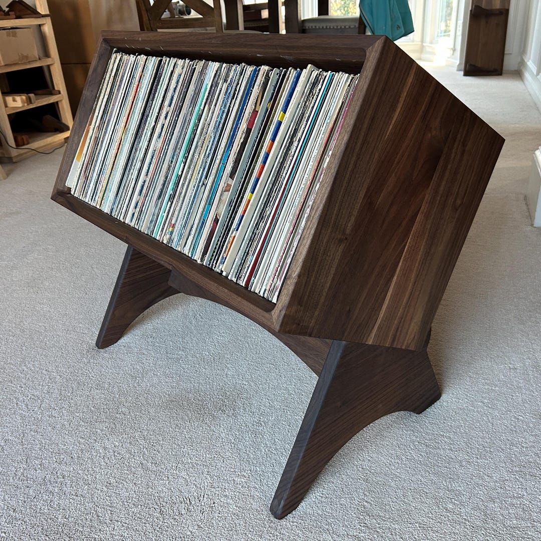 RTS - Figured Walnut Krebson Tall Base Cubby Vinyl Storage Stand - Etsy