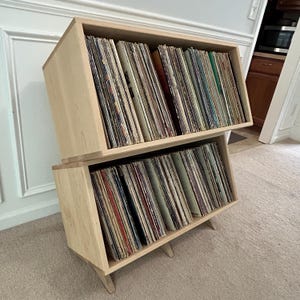RTS - 30" Winderman Maple Double Vinyl Storage Cubby: Stacked Record Stand