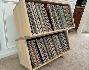 RTS - Meuble de rangement double pour disques vinyles Winderman en érable de 76 cm : support pour disques empilables