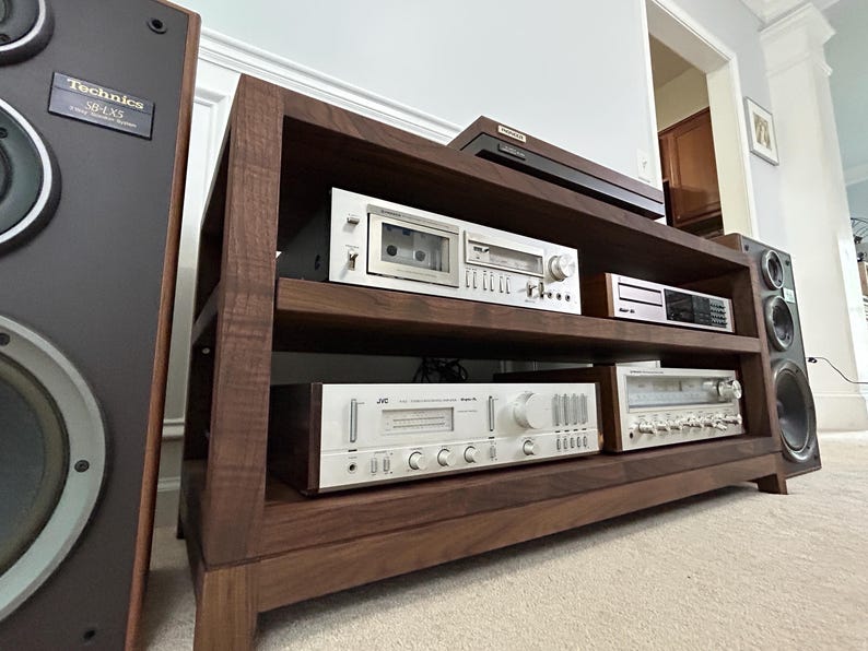 The Sheresh Hifi Audio Rack - 46 in Wide Walnut Audio Rack - Etsy
