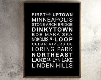 MPLS typography, Poster Print, Wall Art, Digital Prints, Typography, Minneapolis